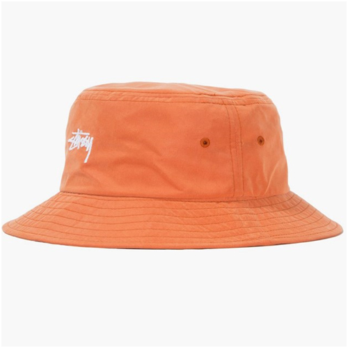 Herrmode trend orange bucket hat stussy