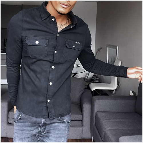svart jeansskjorta